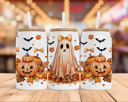16 oz Halloween Glass Can Tumbler