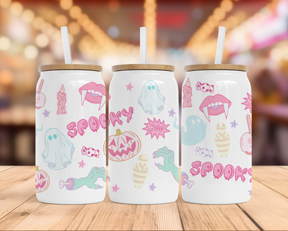 16 oz Halloween Glass Can Tumbler