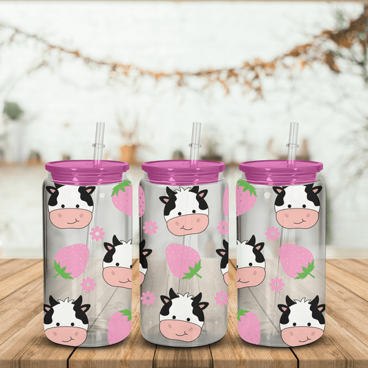 16oz Cow - print Glasses - Tyler's Table